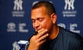 Alex Rodriguez tears up before announcing his departure from the New York Yankees.