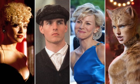 Madonna in Dick Tracy, Tom Cruise in Far and Away, Naomi Watts in Diana and Taylor Swift in Cats.