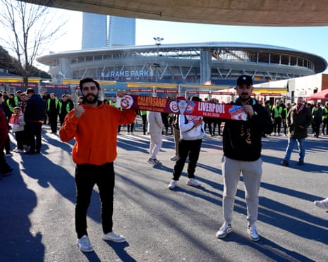 Fans outside the ground before Galatasaray v Liverpool in Istanbul.