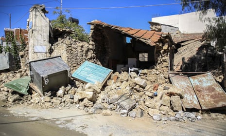 A house  in Arkalochori village on Crete following the earthquake