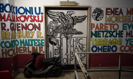 Inside the Casapound headquarters in Rome.