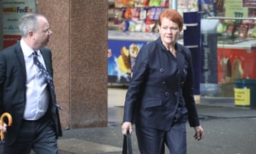 Pauline Hanson outside the federal court in Sydney on Tuesday.