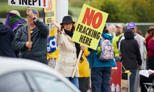 Anti-fracking protesters at Little Plumpton in Lancashire.