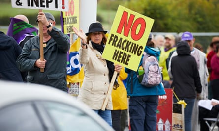 Anti-fracking protesters at Little Plumpton near the Fylde coast in July.