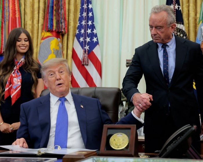 Trump signs executive order to split measles, mumps and rubella vaccine into separate jabs in sweeping change – live — image supplied by The Guardian World's feed