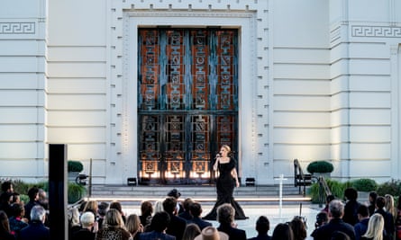 Adele performs at the Griffith Observatory in Los Angeles on October 24, 2021.