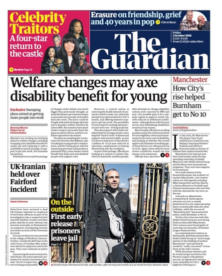 Guardian front page 2 October