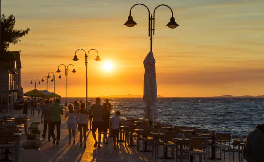 A sunset promenade on the Primošten’s Adriatic coast.