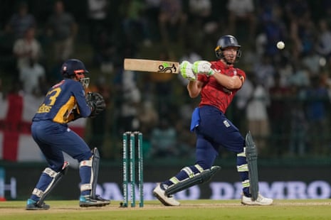 Jos Buttler thumps a shot.
