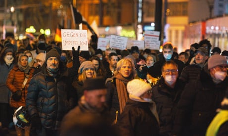 Protesters against Covid restrictions in Cologne on Monday night.