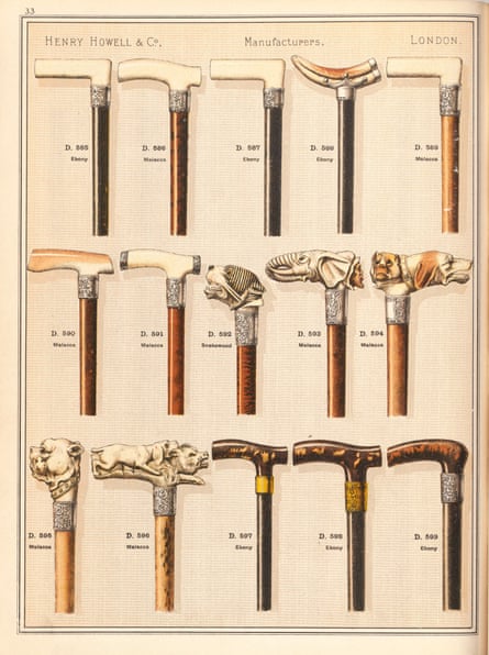A page with illustrations of decorative walking cane handles.