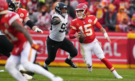 Patrick Mahomes beats injury to lead Chiefs past Jaguars and into AFC title game | NFL | The Guardian