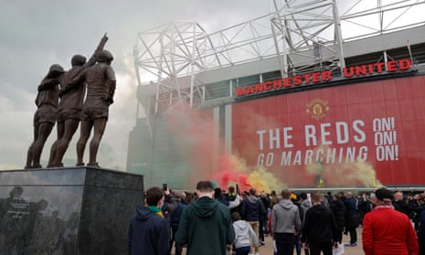 Manchester United fans protesting before their game against Liverpool earlier this month.