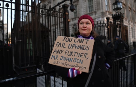 A protester outside 10 Downing Street today.