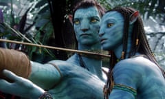 Characters Neytiri and Jake in a scene from the 2009 movie Avatar.