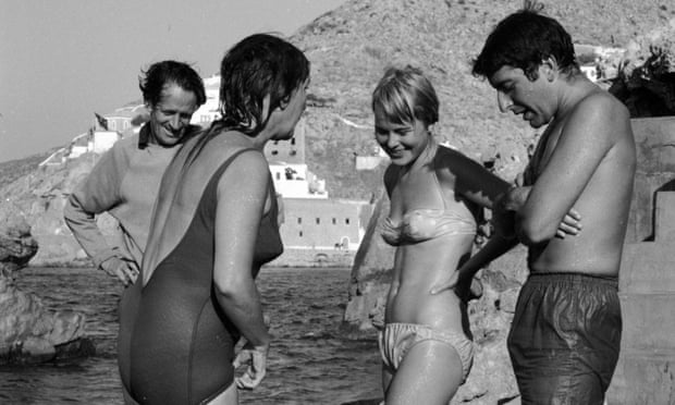 Australian authors George Johnston (left) and Charmian Clift (second left) with Norwegian emigrant Marianne Ihlen and musician Leonard Cohen at Hydra in 1960.