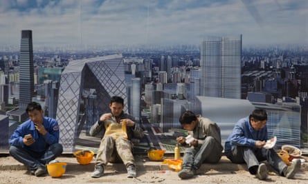 Construction workers in Beijing, China