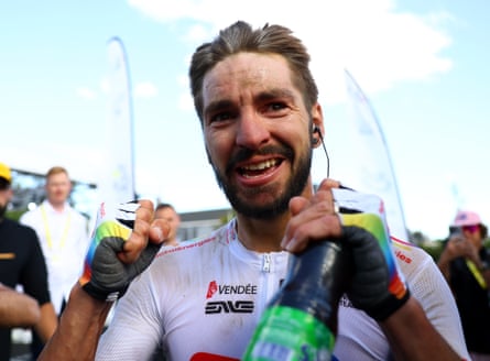 Anthony Turgis reacts after his epic win on stage nine of the 2024 Tour.