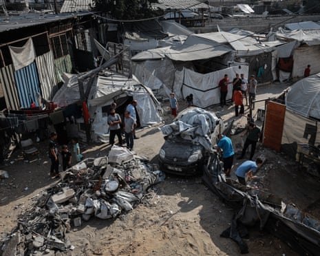 A view of destruction following the Israeli attack on Khalima al-Sadiya school, where Palestinians displaced from Jabalia Camp took refuge, in Gaza City on July 11, 2025.