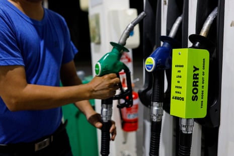 A man at a fuel station in Melbourne.