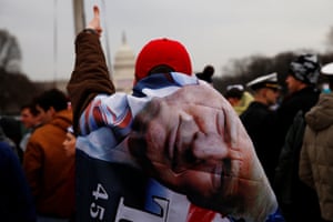 One of Donald Trump’s fans gives him a thumbs up during the inauguration