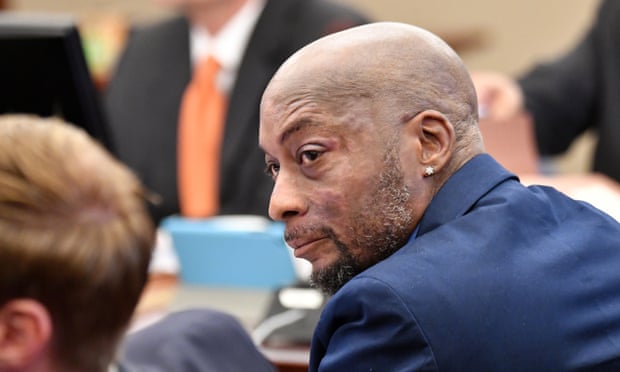 DeWayne Johnson looks on at the start of the Monsanto trial in San Francisco.