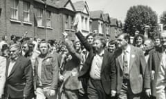 NUM leader Arthur Scargill leading a "day of solidarity" march during the Grunwick dispute.
