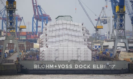 Dilbar moored at Blohm and Voss dock Elbe 17 in Hamburg