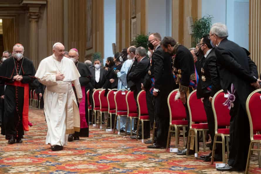 Pope Francis meets diplomats accredited to the Holy See.