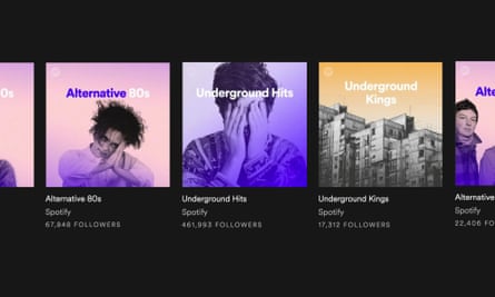 Screenshot of Spotify playlists