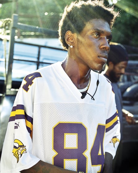 Vybz Kartel wearing a sports jersey