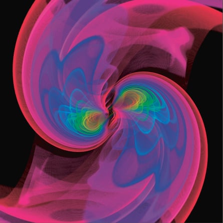 A simulation of a pair of colliding black holes like the ones that produce gravitational waves