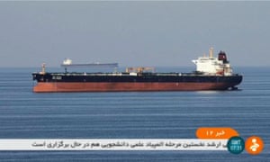 A screen grab from Iranian state TV reportedly showing the two tankers involved in an incident in the Gulf of Oman