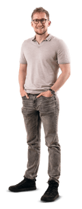 a smiling man in glasses