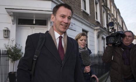 Jeremy Hunt leaves his London home on 12 February.