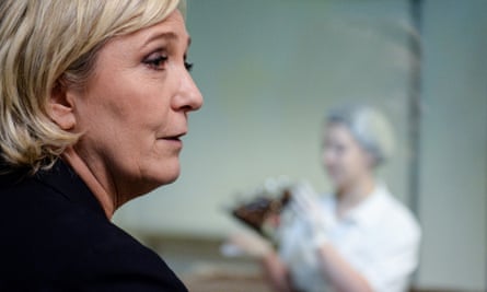 Marine Le Pen visits a chocolate maker in Chalezeule, eastern France.