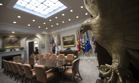 ‘Straight out of a corporate conference centre’ … an eagle statue hovers over the refurbished Roosevelt Room.