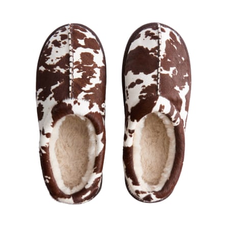 M&S Suede Cow Print Clog Slippers