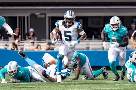 Rico Dowdle running for the Carolina Panthers.