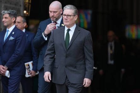 Keir Starmer leaves the annual Commonwealth Day service of celebration at Westminster Abbey, London, 9 March 2026.