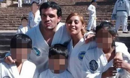 Claudio Arias, right, with her ex-partner Daniel Zalazar, who was arrested over her murder and the killing of her aunt Susana Ortiz.