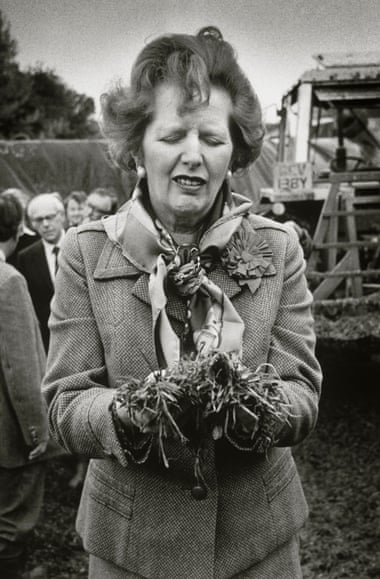 Roger Bamber was a photo editor's dream, with photos like this of Margaret Thatcher picking up manure on a farm.