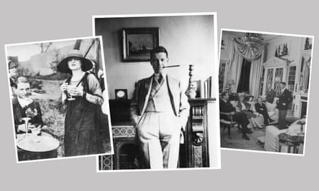 Left to right: Chips Channon with his lover, actor Tallulah Bankhead, in 1926; at Oxford in 1921; entertaining guests including another lover, Terence Rattigan (far left) at his London home in 1947.