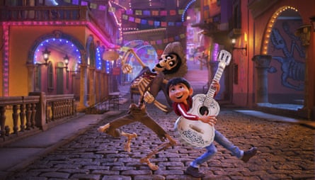 True potential … would-be musician Miguel, right, in the Day of the Dead-themed Coco