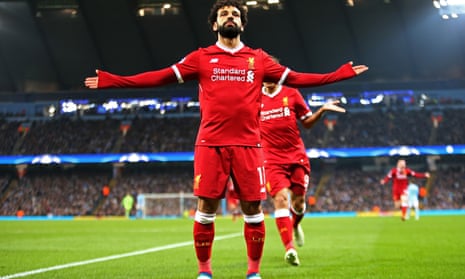 Mo Salah soaks up the acclaim after scoring Liverpool’s first goal in their 2-1 win at Manchester City.