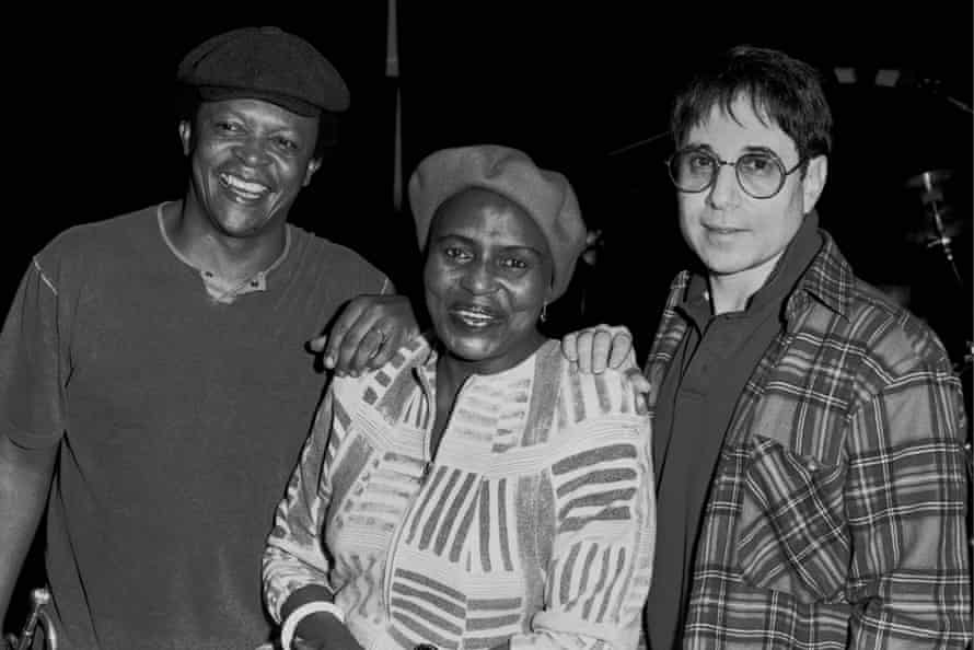 Hugh Masekela with ex-wife Miriam Makeba and Paul Simon in 1987.