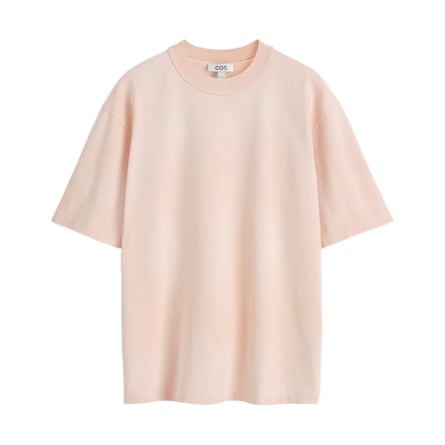 A pale apricot short-sleeved T-shirt