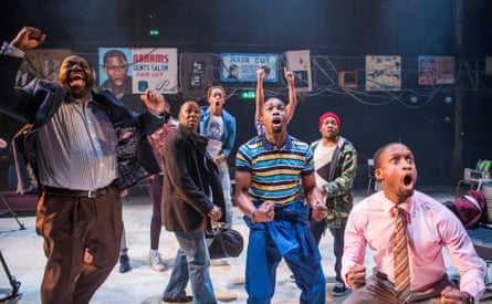 A scene from Barbershop Chronicles by Inua Ellams @ Dorfman Theatre, National Theatre.