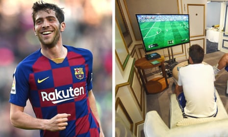Sergi Roberto of Barcelona is among the players taking part in La Liga’s Fifa tournament on the Playstation.