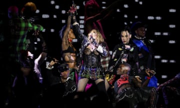 Madonna performs during a concert at the Copacabana beach in Rio de Janeiro